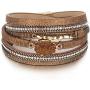 FANCY SHINY Leather Wrap Bracelet Boho Cuff Bracelets Crystal Bead Bracelet with Magnetic Clasp Jewelry Gifts for Women Teen Girls
