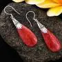 925 Sterling Silver Fashion Unique Costume Statement Stylish Pendant Dangle Drop Earrings Sponge Coral Jewelry for Women Gift