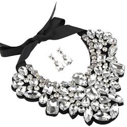 Holylove Statement Choker Necklace Earrings for Women, Costume Chunky Jewelry 1 Set