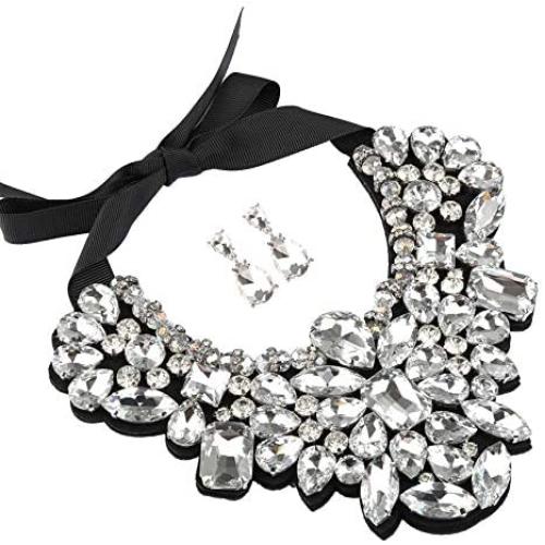 Holylove Statement Choker Necklace Earrings for Women, Costume Chunky Jewelry 1 Set