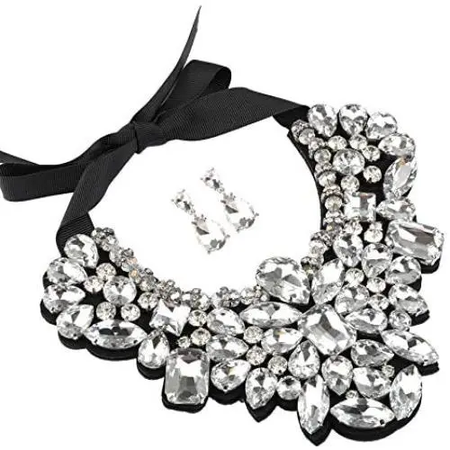 Holylove Statement Choker Necklace Earrings for Women, Costume Chunky Jewelry 1 Set Holylove Statement Choker Necklace Earrings for Women, Costume Chunky Jewelry 1 Set