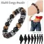 INENIMARTJ 2PCS Hematite Magnetic Therapy Bracelet for Men Women,Triple Protection Bracelet Hematite Beads+Black Obsidian+Tigers Eye Stone Bracelets