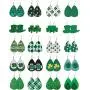 20 Pairs St Patricks Day Faux Leather Earrings Clover Teardrop Dangle Earrings