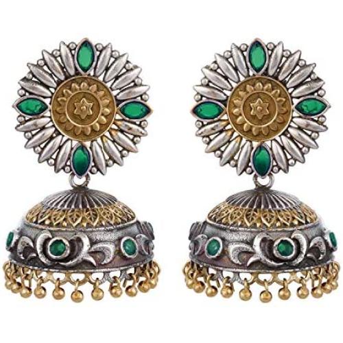 Aheli Tribal Muse Collection Oxidized Jhumki for Indian Women Ethnic Boho Dangle Earrings Fashion Jewelry