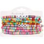 Heishi Bracelets for Women Colorful Vinyl Disc Bead Stretch Bracelets Stackable Beach Surf Letter Strand Bracelets for Girls Birthday Party Gifts