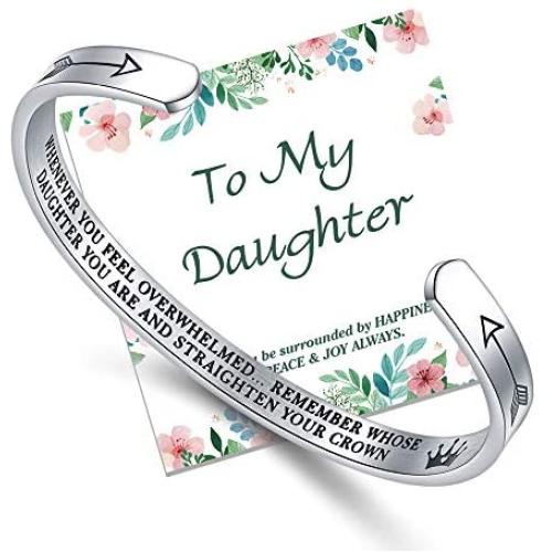 NEWNOVE Inspirational Gifts for Women Straighten Your Crown Bracelet Valentines Day Birthday Gifts for Daughter Mom Granddaughter Niece