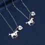 MEMGIFT Running Horse Necklace Equestrian Jewelry Personalized Dainty Cute Birthday Gifts for Horse Lovers Her Teen Girls Women Stainless Steel Silver Wild Horse Necklaces Handmade Initial Letter