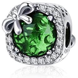 Birthstone Charm for Charms Bracelet 925 Sterling Silver Bowknot Birthday Crystal Charms for Bracelet and Necklace
