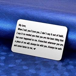 MIXJOY Engraved Wallet Card Inserts, for Men, Husband Gifts, Boyfriend Gifts Wallet Love Note Insert, Love Message