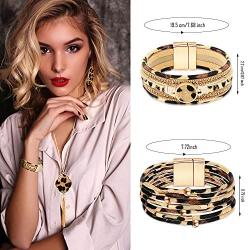 Leopard Jewelry Set Leopard Leather Bracelets Dangle Earring Pendant Necklace for Women