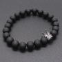 POSHFEEL 8mm Natural Stone CZ Micro Pave Crown King Queen Beads His and Hers Couple Bracelet, 7.5''
