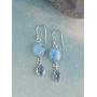 YoTreasure 1.81'' Larimar Blue Topaz Solid 925 Sterling Silver Dangle Earrings