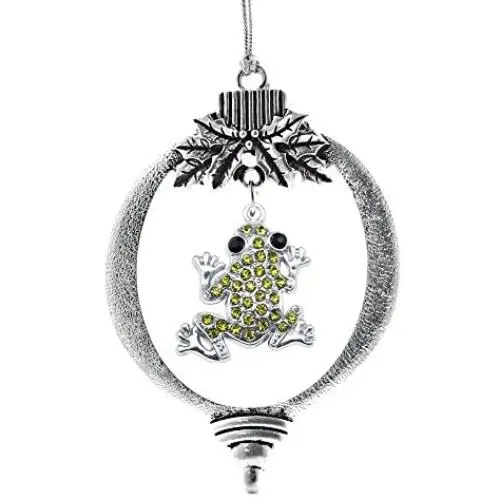 Inspired Silver - Green Frog Charm Ornament - Silver Customized Charm Holiday Ornaments with Cubic Zirconia Jewelry Inspired Silver - Green Frog Charm Ornament - Silver Customized Charm Holiday Ornaments with Cubic Zirconia Jewelry
