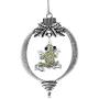 Inspired Silver - Green Frog Charm Ornament - Silver Customized Charm Holiday Ornaments with Cubic Zirconia Jewelry