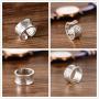 999 Sterling Silver Ring Men Ring Vintage Opening Adjustable Female Women Rings Silver Buddhist Heart Sutra Signet Jewelry