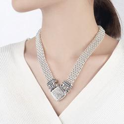 UNY Short Necklace 48cm Popcorn Chain Pave Rhinestone Classic Elegant Vintage Antique Jewelry