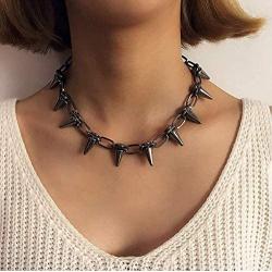 Reaowazo Spike Chokers for Women Girls Choker Goth Necklaces Mens Chain Choker Collar Punk Streetwear Handmade Adjustable Vintage Rivet Jewelry