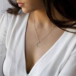 VACRONA Crescent Moon Necklace for Women 14K Gold Plated Moon Pendant Turquoise Necklace Minimalist Layering Necklace Dainty Jewelry Gifts for Her