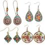 4 Pairs Bohemian Vintage Dangle Earrings Retro Rhinestone Earrings Boho Dangle Drop Earrings for Women Girls (Style A)