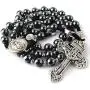 HanlinCC 8mm Hematite Rosary Black Stone Beads with 4mm Stainless Steel Beads and St.Benedict Metal Beads Rosary Necklace with Medal & Cross for Men and Womens HanlinCC 8mm Hematite Rosary Black Stone Beads with 4mm Stainless Steel Beads and St.Benedict Metal Beads Rosary Necklace with Medal & Cross for Men and Womens