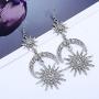 KaFu Exaggerated Luxury Sun Moon Stars Drop Earrings Rhinestone Punk Earrings for Women Jewelry Golden Boho Vintage Statement Earrings