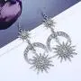 KaFu Exaggerated Luxury Sun Moon Stars Drop Earrings Rhinestone Punk Earrings for Women Jewelry Golden Boho Vintage Statement Earrings