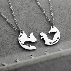 AKTAP Best Friend Necklaces Matching Wolf and Fox Best Friends Jewelry Bestie 01 bestie 02 BFF gifts Friendship Necklace for 2
