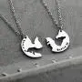 AKTAP Best Friend Necklaces Matching Wolf and Fox Best Friends Jewelry Bestie 01 bestie 02 BFF gifts Friendship Necklace for 2