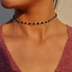 Fettero Dainty Layered Gold Chocker Handmade Beads 14K Gold Fill Heart White Opal Necklace