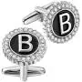 AMITER Cufflinks for Men Initial Mens Crystal Cuff Links Personalized Silver for Wedding Shirt Business Alphabet A-Z AMITER Cufflinks for Men Initial Mens Crystal Cuff Links Personalized Silver for Wedding Shirt Business Alphabet A-Z