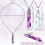Yaomiao 6 Pieces Hexagonal Natural Crystal Quartz Healing Necklace Crystal Pendant Gemstones Jewelry with 26.8 Inches Stainless Steel Chain for Women Girls Ladies