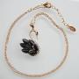 Navachi 18k Yellow Gold Plated Swan Bird Created-Opal Crystal Pendant Necklace 16''+2''