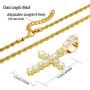 Mens Womens Cross Pendant Necklace with CZ, 18K Gold Plated/Silver Color, 316L Stainless Steel, 18 24 Inches Chain Jewelry Gift