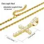 Mens Womens Cross Pendant Necklace with CZ, 18K Gold Plated/Silver Color, 316L Stainless Steel, 18 24 Inches Chain Jewelry Gift