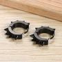 Flongo Mens Womens Punk Black Stainless Steel Goth Rivet Awl Spike Huggies Piercing Hoop Earrings