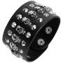 Black metal rivets studs punk rock biker wide belt leather bracelet guard wrist strap skull