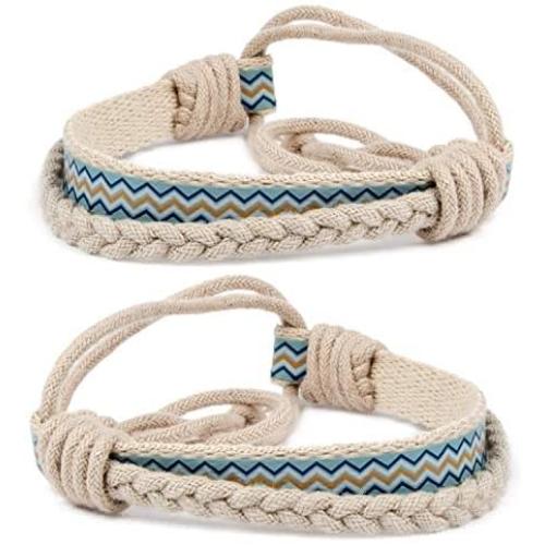 Pettsie Matching Friendship Bracelets, 2 Pack Set, Easy Adjustable, 100% Cotton
