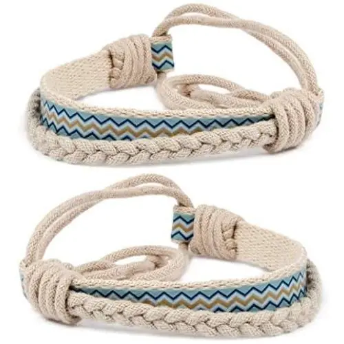 Pettsie Matching Friendship Bracelets, 2 Pack Set, Easy Adjustable, 100% Cotton
