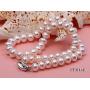 JYX Freshwater Pearl Necklace Set 11-12mm White Pearl Necklace Bracelet and Earrings Jewelry Set