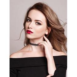 Mudder Choker Necklace Black Choker Lace Choker Gothic Necklace for Women Girls, Black, 6 Pieces