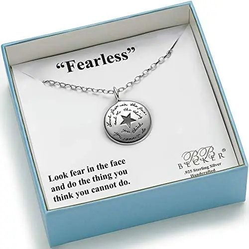 BB Becker Fearless Sterling Silver Necklace - Star Necklace, Eleanor Roosevelt Fearless Quote, Graduation Gift