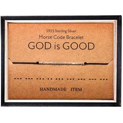 Morse Code Bracelet 925 Sterling Silver Beads on Silk Cord Secret Message GOD is GOOD bracelet Gift Jewelry for her