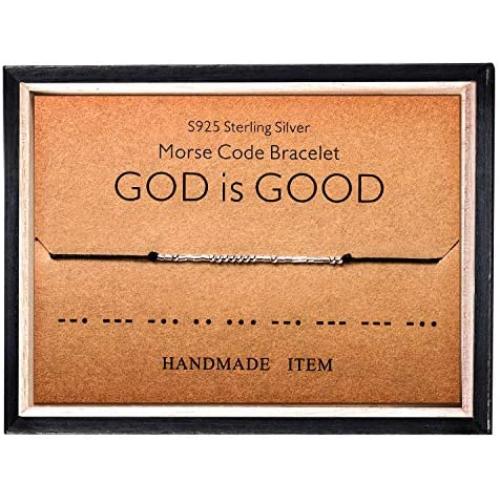 Morse Code Bracelet 925 Sterling Silver Beads on Silk Cord Secret Message GOD is GOOD bracelet Gift Jewelry for her