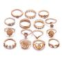 BERYUAN Women Rings Set Knuckle Rings Gold Stacking Rings for Girls and Teens Rings Cute Jewelry Rings Size 15Pcs