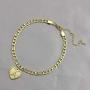 Joycuff Initial Anklets for Women Her 18K Gold Plated Cute Dainty Delicate Tiny Stainless Steel Heart Figaro Chain Anklet Bracelet Personalized Handmade Engraved Alphabet Letter Beach Jewelry