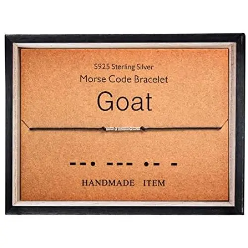 Goat Bracelet Morse Code Jewelry Gift for Her 925 Sterling Silver Bead on Silk Cord Bracelet Inspirational Jewelry for Women Goat Bracelet Morse Code Jewelry Gift for Her 925 Sterling Silver Bead on Silk Cord Bracelet Inspirational Jewelry for Women