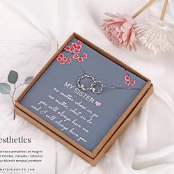 Sister Gifts from Sister - Sterling Silver Interlocking Infinity 2 Circles Necklace for Sisters, Birthday Jewelry Friendship Gifts