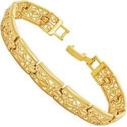 Lifetime Jewelry 9mm Filigree Bracelet for Women 24k Real Gold Plated Charm