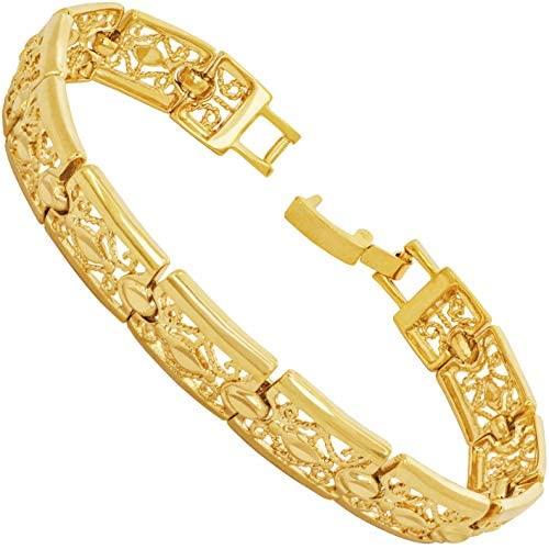 Lifetime Jewelry 9mm Filigree Bracelet for Women 24k Real Gold Plated Charm