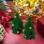 Lightweight Christmas Tree Tassel Beaded Earrings, Bohemian Dangle Drop Green Earrings, Twined with Colored Beads Earring for Women Girls Gift